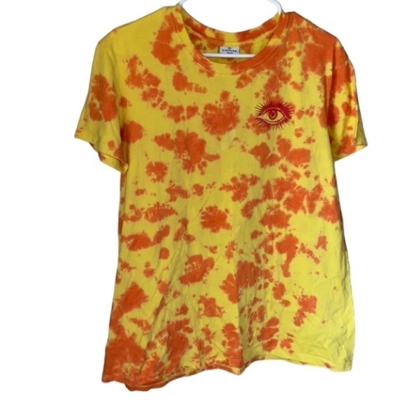 Empyre shirt Tie Dye Graphic Tee Sunflowers Eye Boho Trippy Tangerine Orange - Picture 1 of 8